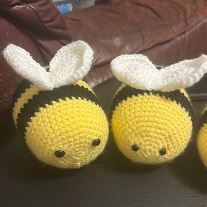 Handmade bumble bees with safety eyes
